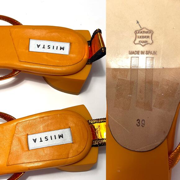 MIISTA NWOT Rejjie Metallic Square Toe Sandals in Orange Size 39/8.5 - Picture 12 of 15